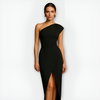 Robe de soirée chic à une épaule pour femme - élégante avec fente haute