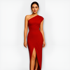 Robe de soirée chic à une épaule pour femme - élégante avec fente haute