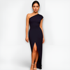 Robe de soirée chic à une épaule pour femme - élégante avec fente haute