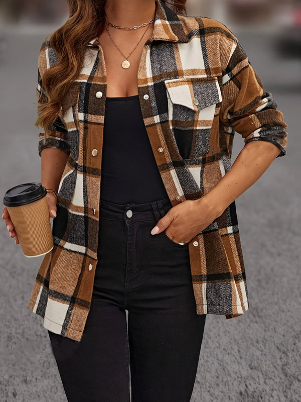 Chemise à carreaux multicolore - surchemise féminine polyvalente à manches longues