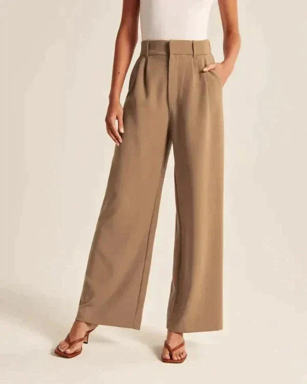 Pantalons tailleur femme taille haute avec plis chics - l'élégance décontractée à votre portée