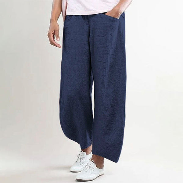 Pantalons amples pour femmes - lin doux pour un look décontracté