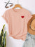 T-shirt casual féminin avec détail cœur - tee en coton doux pour le quotidien