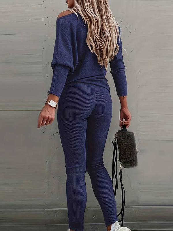 Ensemble de détente femme en 2 pièces - haut côtelé et pantalon pour vos sorties décontractées