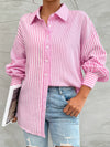 Chemise rayée rose - haut à boutons tendance pour femmes