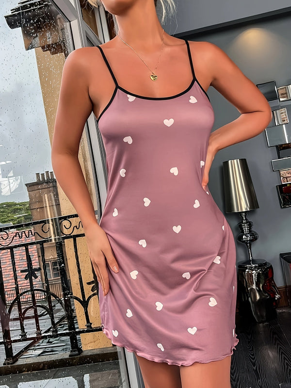 Nuisette sans manches - pyjama imprimé cœur pour femmes