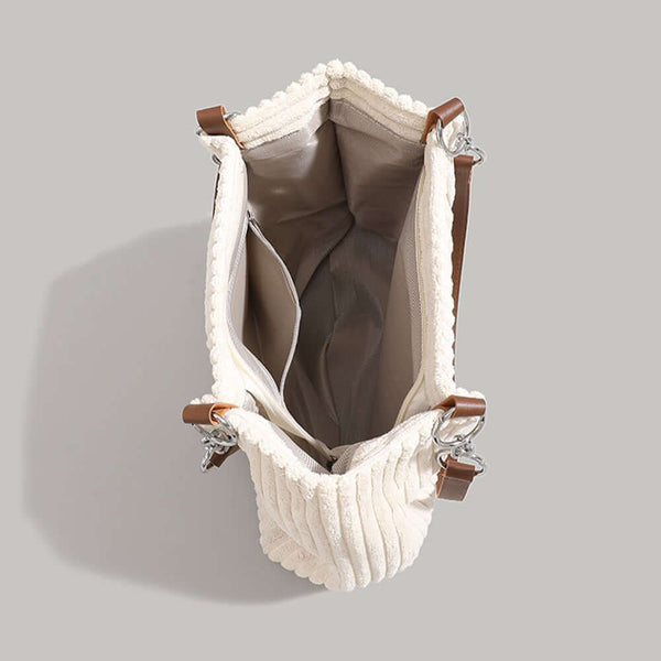 Sac fourre-tout en ribbed pour femmes - sac élégant avec bandoulière ajustable pour un style quotidien chic