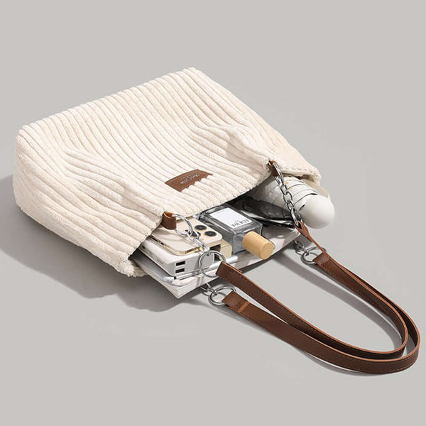 Sac fourre-tout en ribbed pour femmes - sac élégant avec bandoulière ajustable pour un style quotidien chic