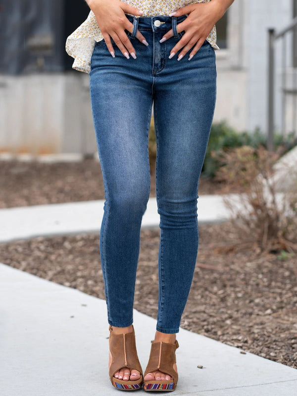 Jean skinny bleu - denim chic taille haute pour femmes