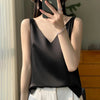 Débardeur en satin pour femme - blouse élégante à col en v, un basique pour toutes les occasions