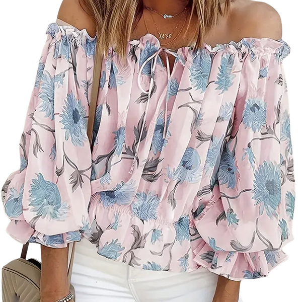 Blouse florale féminine élégante - top léger à épaules dénudées pour vos sorties estivales