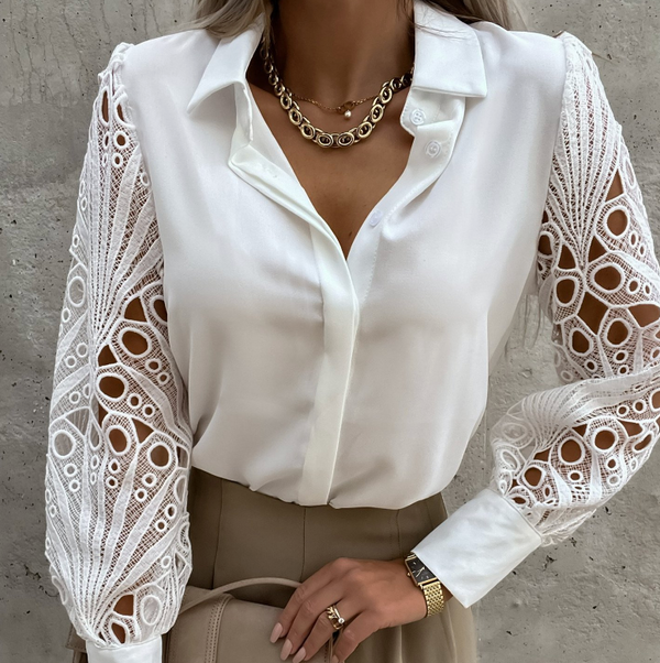 Blouse féminine au design de manches original pour le bureau et la vie quotidienne - haut léger avec des détails soignés