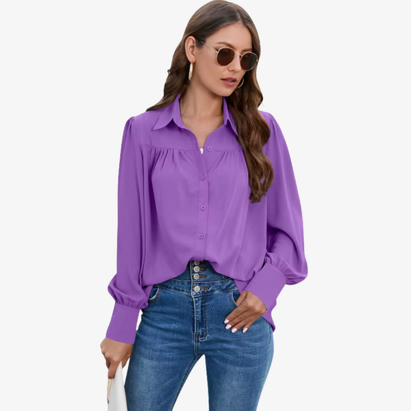 Blouse en chiffon pour femmes - élégance intemporelle à manches longues pour le bureau - haut léger pour dames