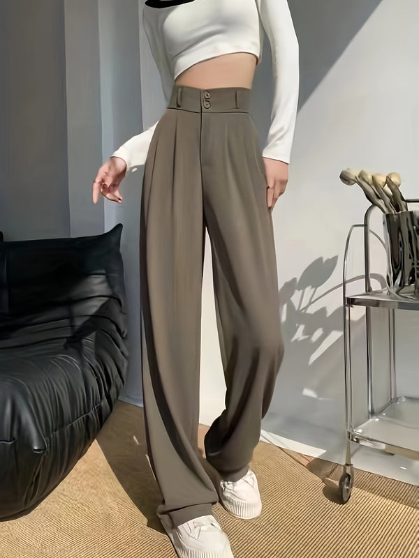 Pantalon chino femme taille haute - chic marron élégance décontractée