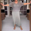 Ensemble femme décontracté en 2 pièces - top en maille chic et jupe fluide pour un look quotidien