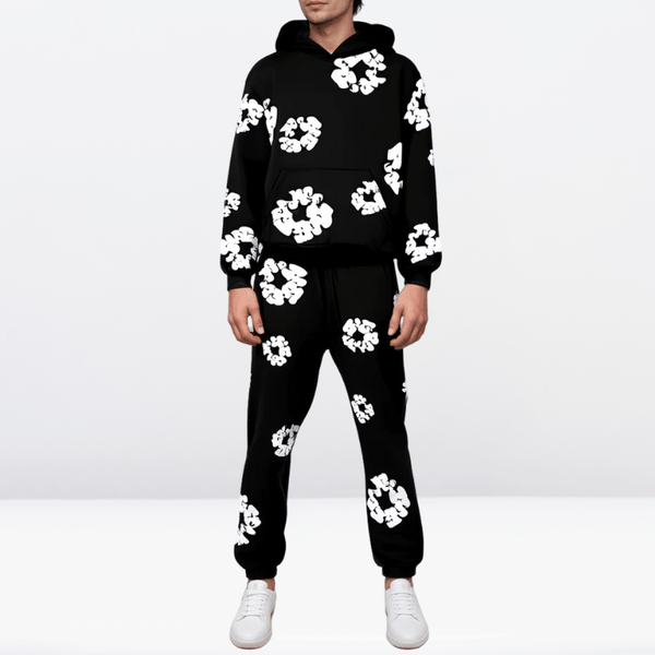 Ensemble de 2 pièces femmes - sweat à capuche et pantalon à motifs floraux