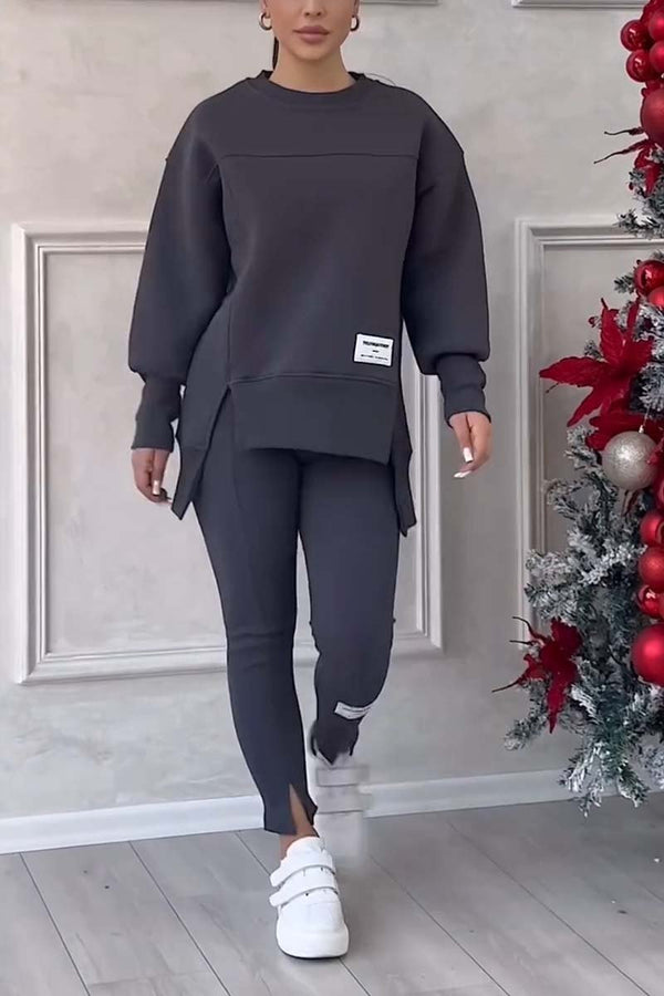 Ensemble femme surdimensionné de sweatshirt et leggings - tenue douce pour les journées décontractées