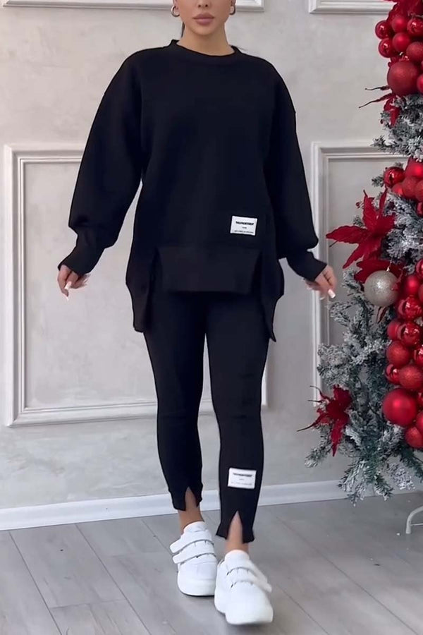 Ensemble femme surdimensionné de sweatshirt et leggings - tenue douce pour les journées décontractées