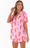Ensemble de pyjama 2 pièces pour femme en jersey doux - motif de homard rose amusant