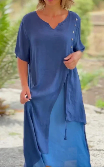 Robe midi légère d'été pour femmes - coupe décontractée, style polyvalent pour les occasions casual et élégantes