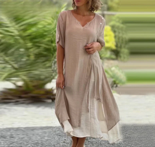 Robe midi légère d'été pour femmes - coupe décontractée, style polyvalent pour les occasions casual et élégantes