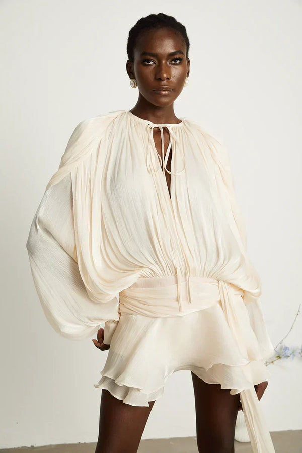 Robe de soirée femme avec manches ballons - silhouette fluide pour les occasions spéciales