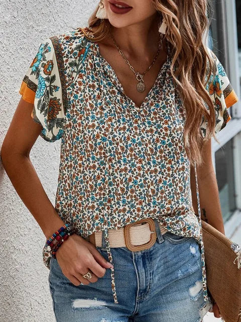 Blouse d'été légère à imprimé floral pour femmes - style décontracté au quotidien
