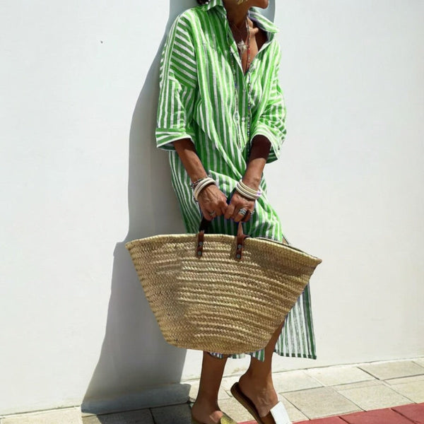 Robe chemise - coupe décontractée pour dames à rayures