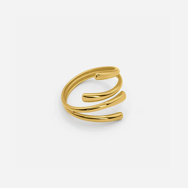 Bague en or pour femme au design élégant en triple spirale - pièce contemporaine pour les dames