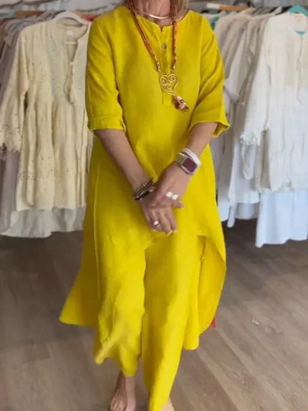 Tunique femme en lin mélangé légère - élégante vie quotidienne avec détails chic