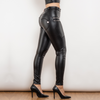 Pantalon slim en similicuir (PU) noir pour femmes avec détails zippés - bas élégants pour dames