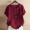 Blouse femme décontractée - top d'été stylé avec détail de boutons, en lin léger