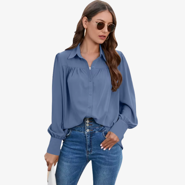 Blouse en chiffon pour femmes - élégance intemporelle à manches longues pour le bureau - haut léger pour dames