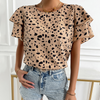 Blouse d'été décontractée pour femmes - top tendance beige à pois noirs pour des sorties élégantes - imprimé stylé
