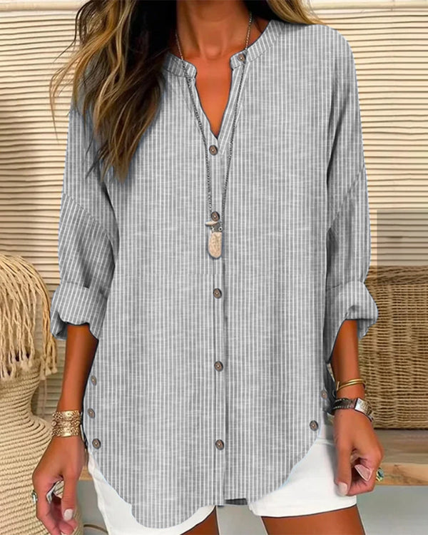 Chemise décontractée à manches longues pour femmes avec détail de boutons - votre alliée pour un look chic au quotidien