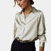 Chemisier en satin pour femme - blouse classique à coupe ample pour un style décontracté ou professionnel