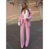 Ensemble tailleur femme 2 pièces - élégante tenue de bureau rose