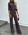 Ensemble crop top et pantalon 2 pièces - tenue élégante pour le bureau