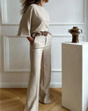 Pantalons en lin beige ample pour femmes - un style polyvalent et chic