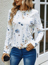 T-shirt à manches longues avec imprimé floral blanc - haut élégant pour femmes