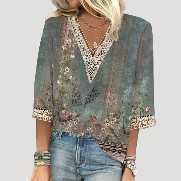 Blouse légère à col en v pour femme - tunique élégante pour des sorties décontractées