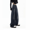Jeans larges féminins à la coupe relax, bleu foncé, look décontracté - pantalon en denim extensible pour un confort tout au long de la journée