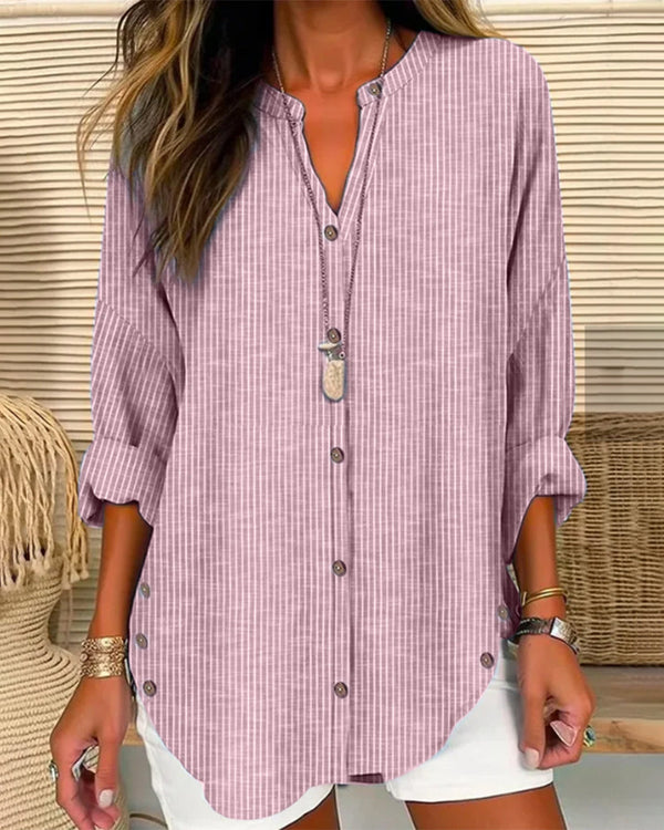 Chemise décontractée à manches longues pour femmes avec détail de boutons - votre alliée pour un look chic au quotidien