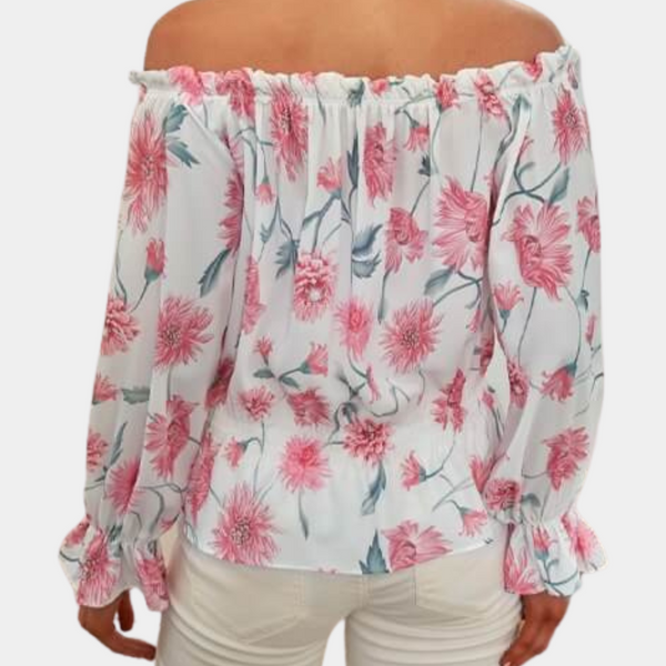 Blouse florale féminine élégante - top léger à épaules dénudées pour vos sorties estivales