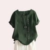 Blouse femme décontractée - top d'été stylé avec détail de boutons, en lin léger