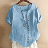Blouse femme décontractée - top d'été stylé avec détail de boutons, en lin léger