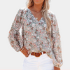 Blouse florale pour femmes - top élégante et décontractée à manches longues léger pour sorties estivales