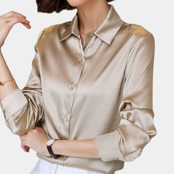 Chemisier en satin pour femme - blouse classique à coupe ample pour un style décontracté ou professionnel