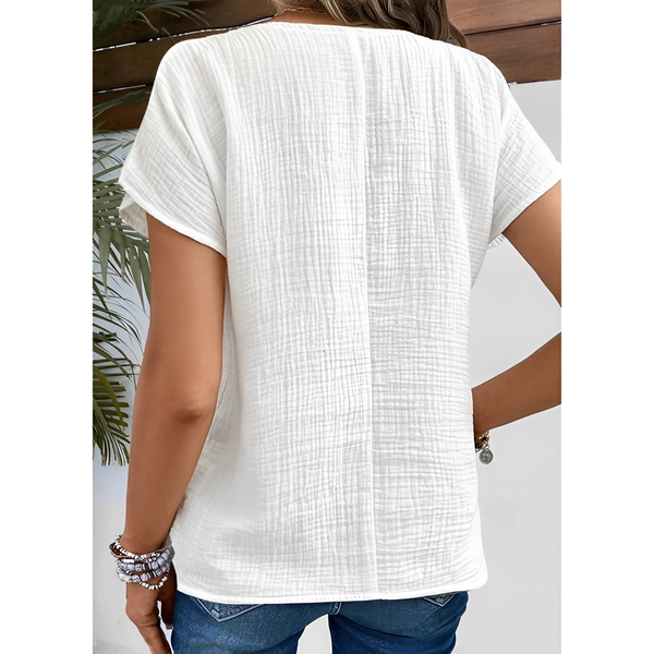 Chemisier à manches courtes pour femmes en mélange coton léger - top casual chic pour le quotidien