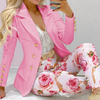 Ensemble blazer et pantalon féminin 2 pièces à imprimé floral éclatant - tenue élégante pour le bureau